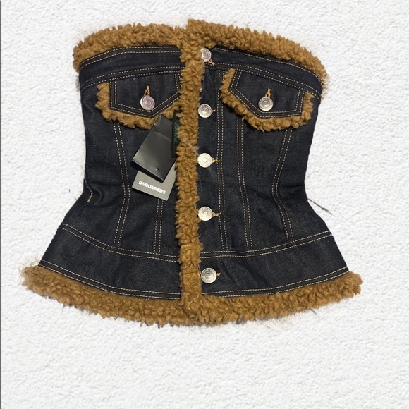 Dsquared2 denim fur corset top. - Picture 1 of 2